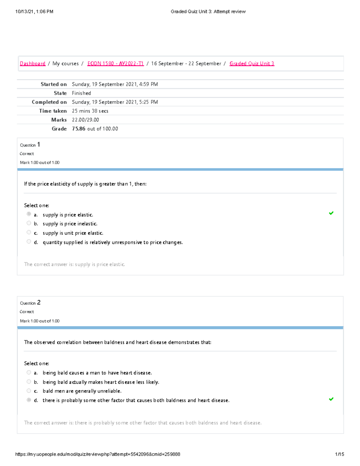 Graded Quiz Unit 3 Attempt review - Started on Sunday, 19 September ...