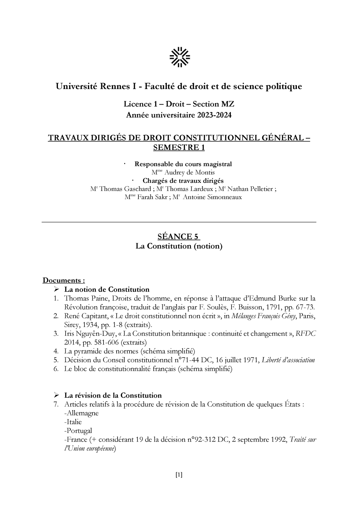 Droit Constitu TD 4 - Fiche De TD - Université Rennes I - Faculté De ...