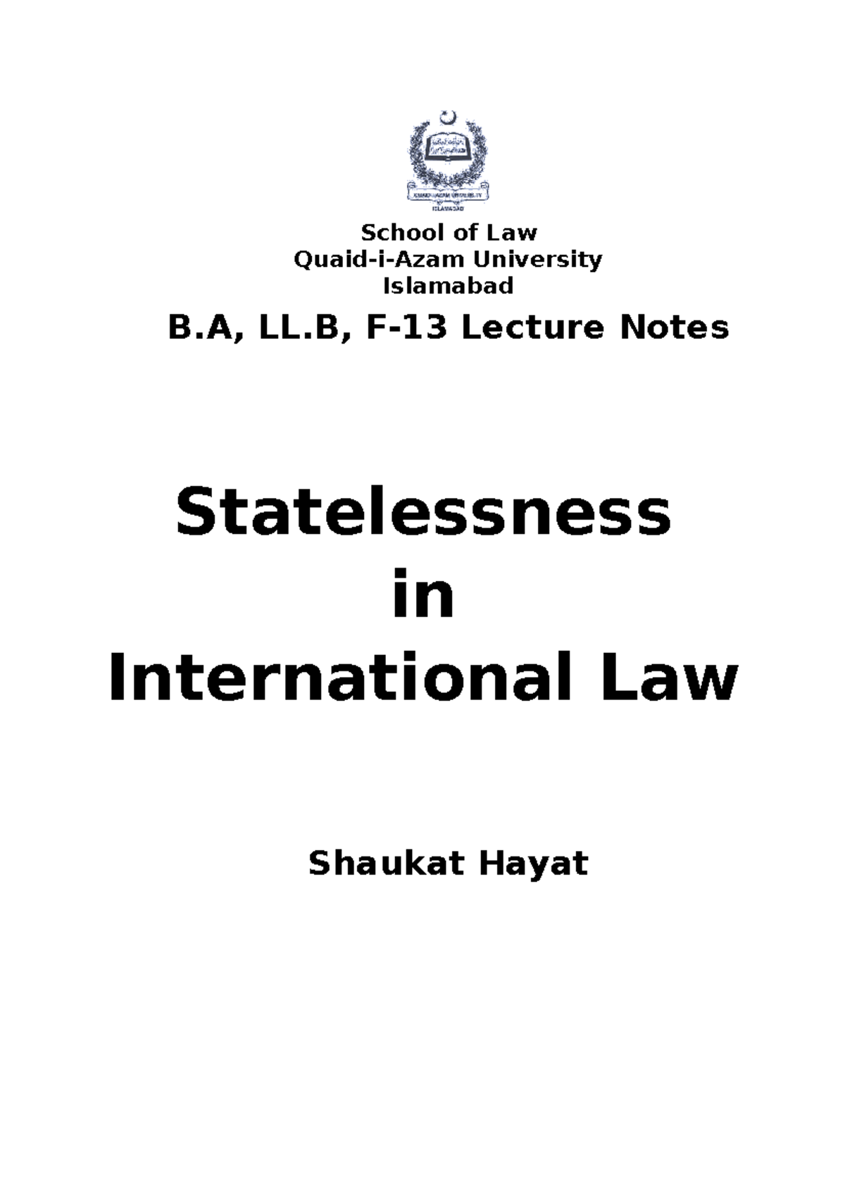 lecture-notes-statelessnes-in-international-law-f-school-of-law-quaid