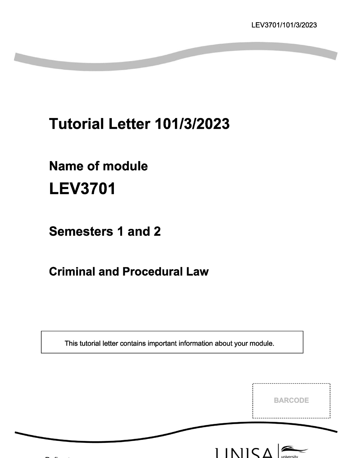 LEV3701 Tutoria Letter 2 - LEV3701 - Studocu