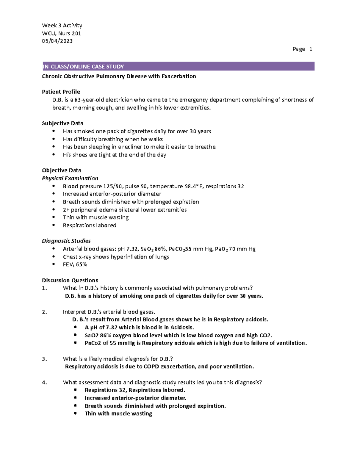 copd case study assignment