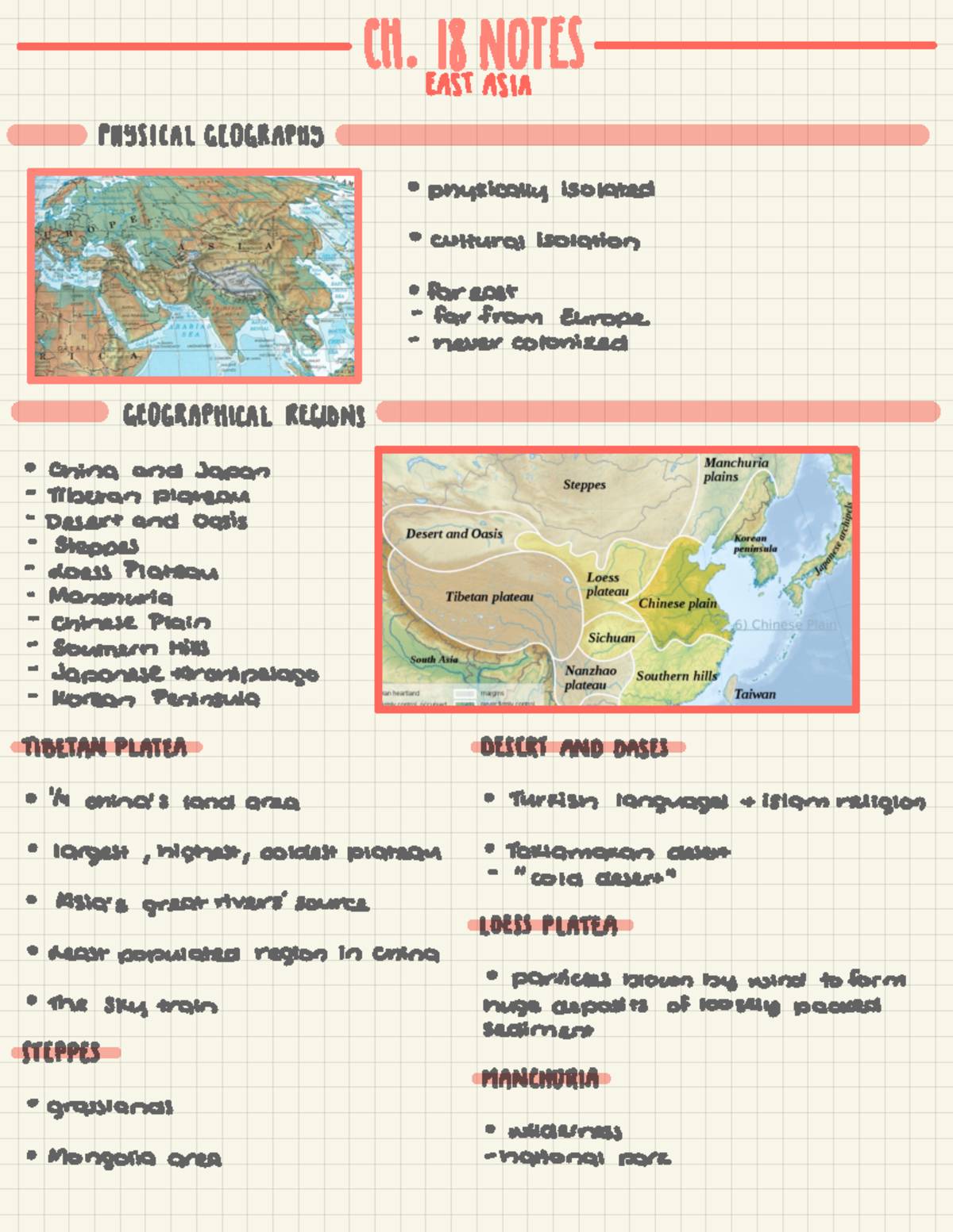 Geography Ch. 18 Notes - 111- EAST ASIA PHYSICAL GEOGRAPHY ☐ Physically ...