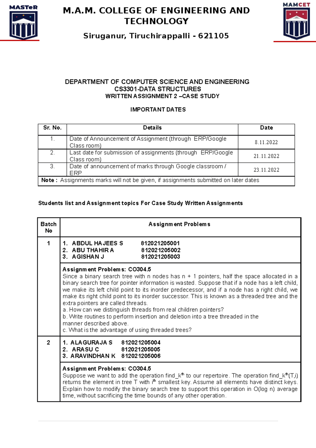 Case study assignment IT - DEPARTMENT OF COMPUTER SCIENCE AND ...
