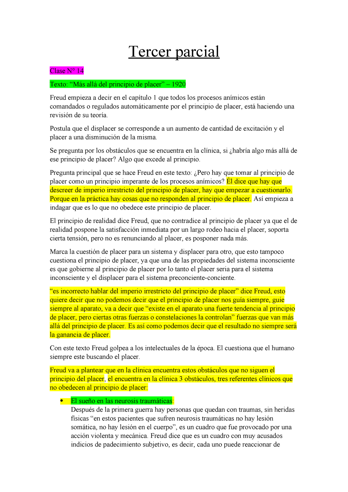 Resumen 3ER Parcial - Tercer Parcial Clase N° 14 Texto: “Más Allá Del ...