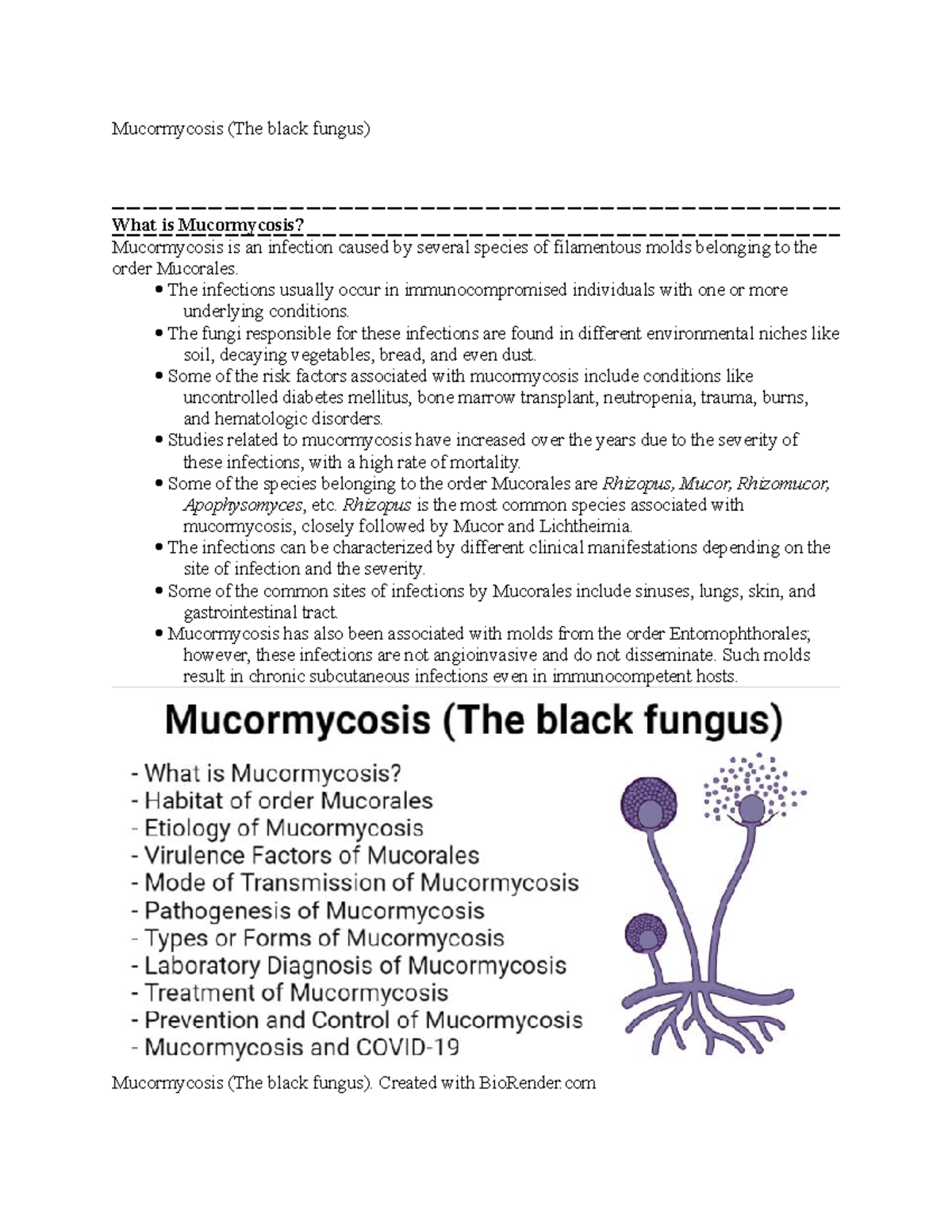 Mucormycosis (The black fungus) - The infections usually occur in ...