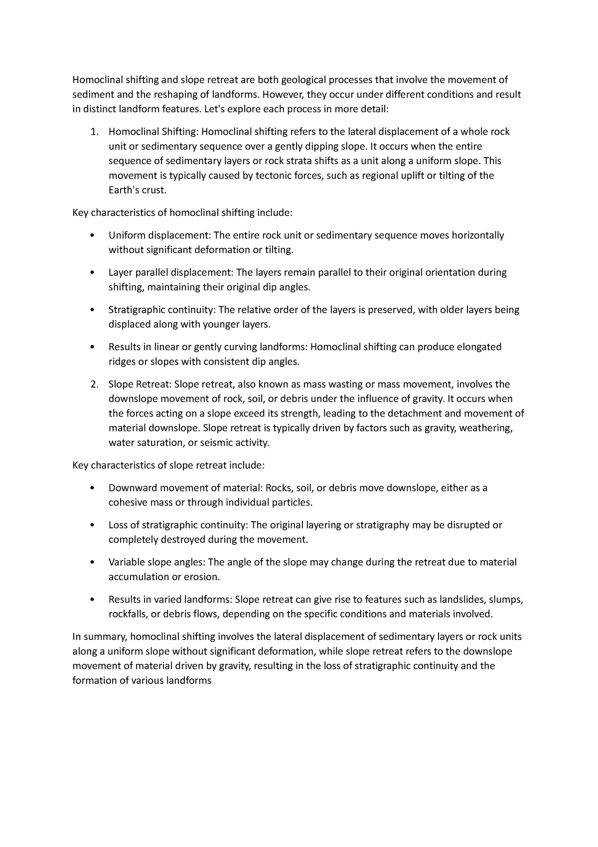 Geography - Geomorphology notes. - Homoclinal shifting and slope ...