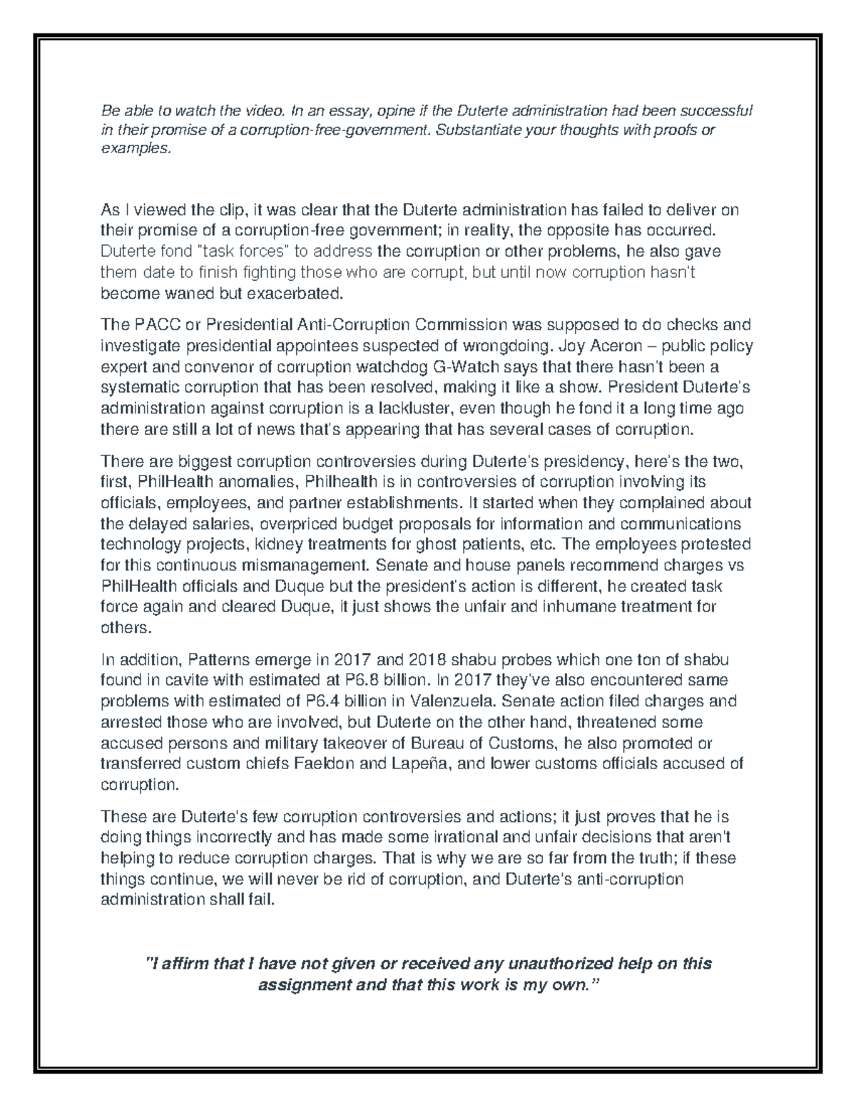 Phil Gov Aplacador - An essay about if the Duterte administration had ...