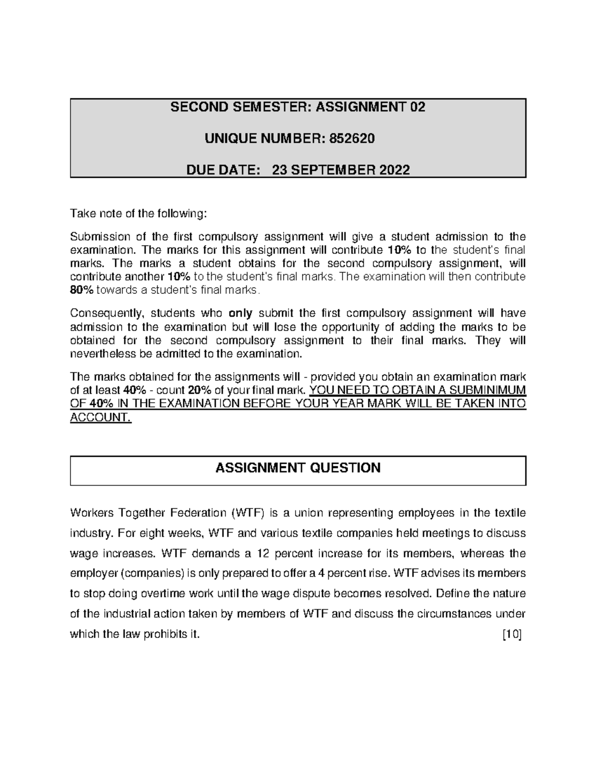 LLW2602 2022 Semester 2 Assignment 02 - SECOND SEMESTER: ASSIGNMENT 02 ...