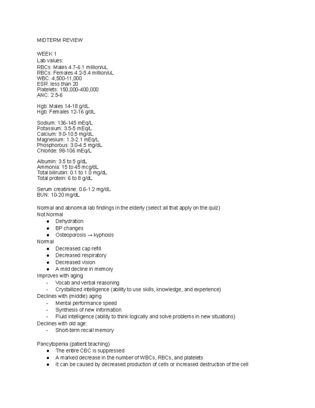 Nurs 201 Intermediate Med Surg Midterm Review Dr Roces - MIDTERM REVIEW ...