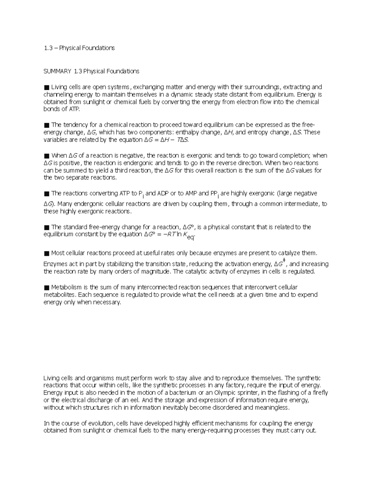 1.3 Physical Foundations Lecture - 1 – Physical Foundations SUMMARY 1 ...