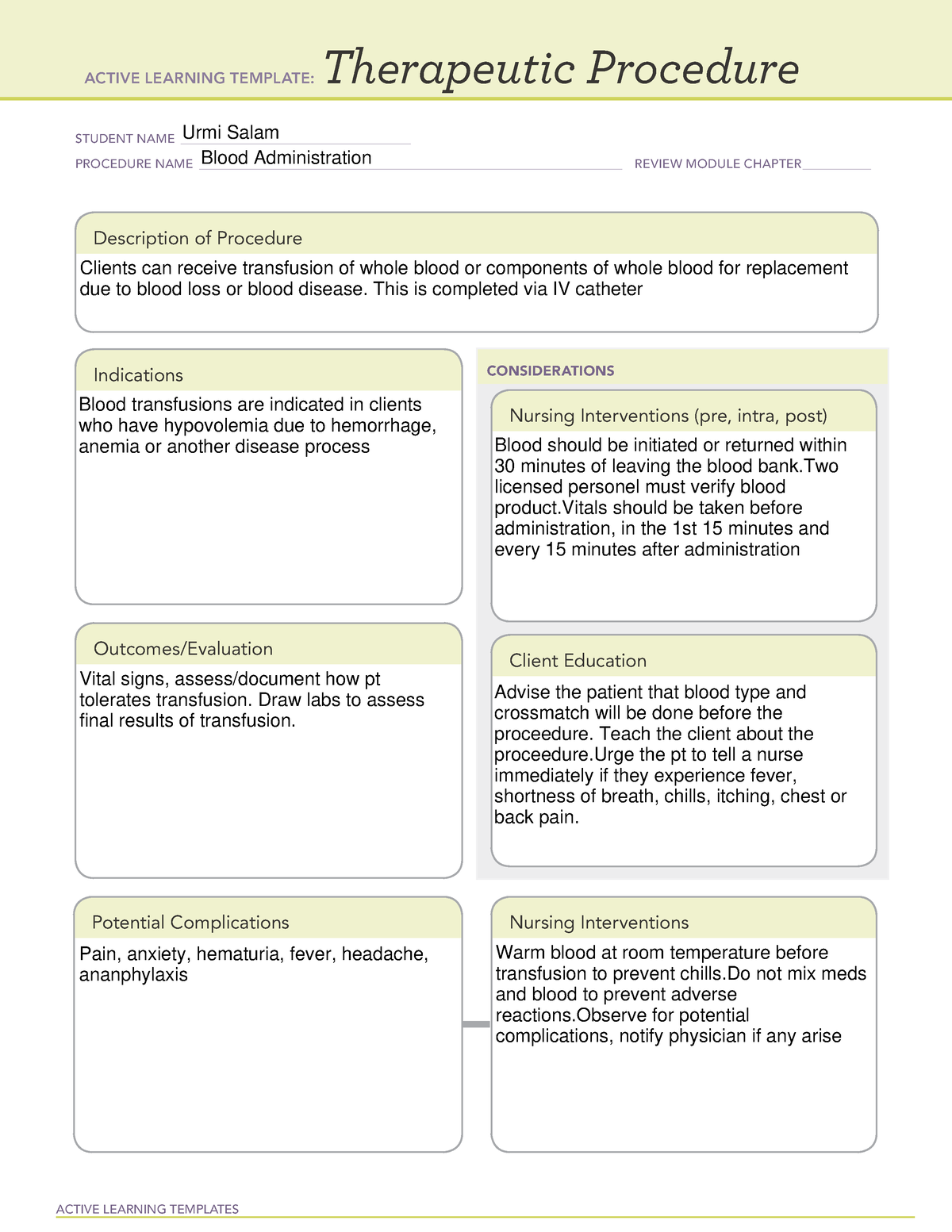 Therapeutic Procedure Med Surg ATI 23 - Nurs4000 - ACTIVE LEARNING ...