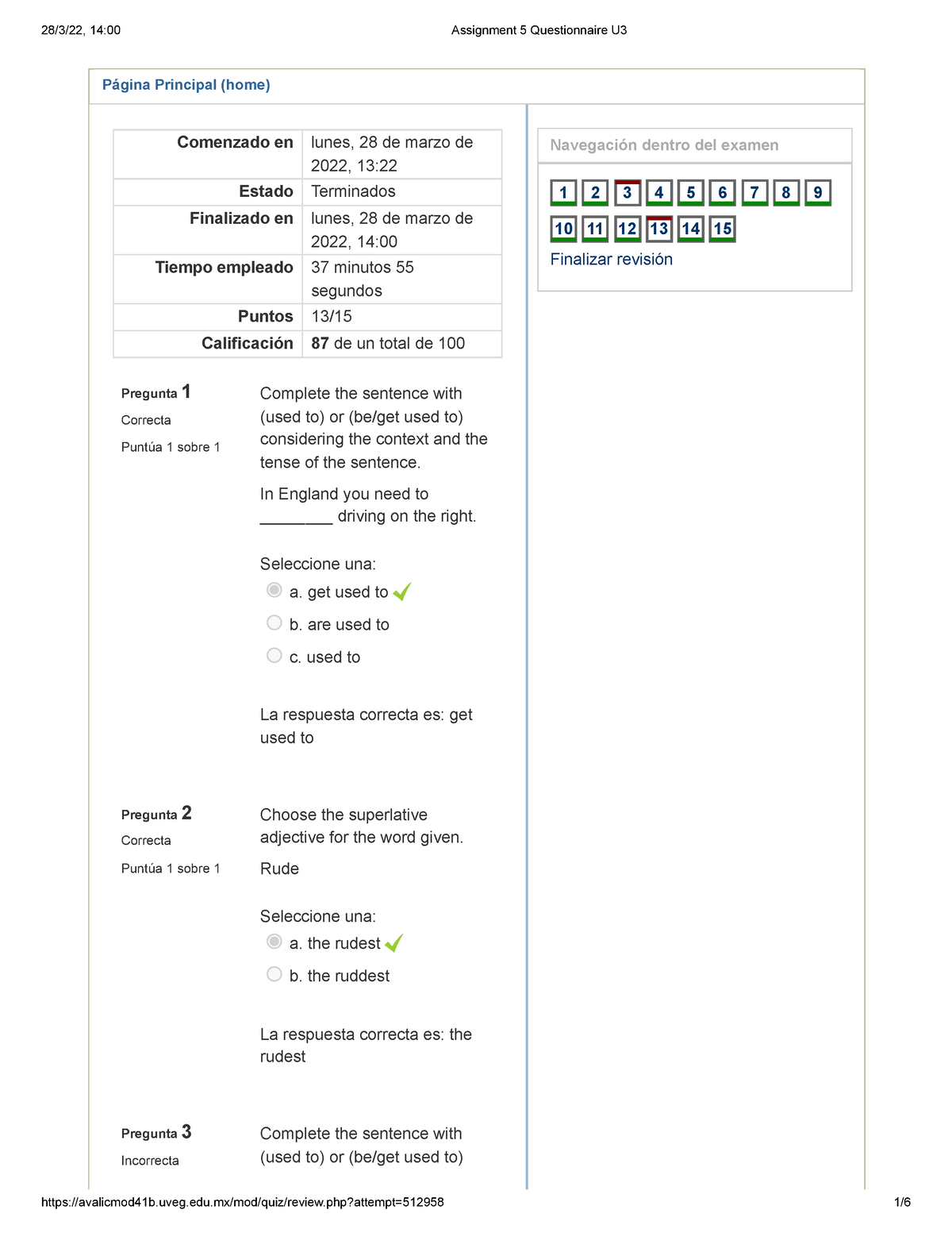 assignment 3 questionnaire u2 idioma extranjero ii uveg