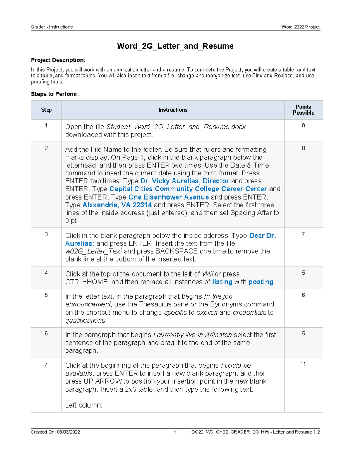 word 2g application letter resume (assessment)