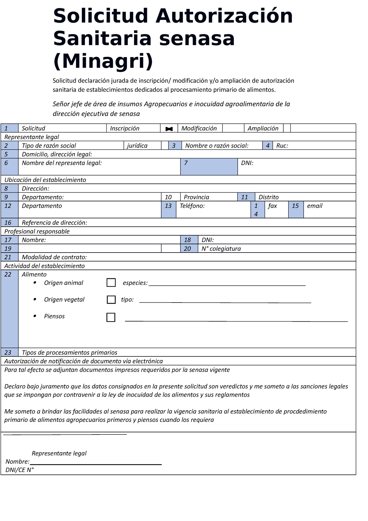 Solicitud Autorización Sanitaria Senasa - Solicitud Autorización ...