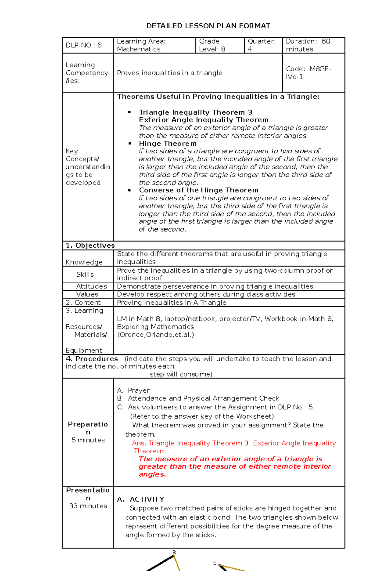 Dlp6 math8q4 - DLP MAPEH 8 - DETAILED LESSON PLAN FORMAT DLP NO.: 6 ...