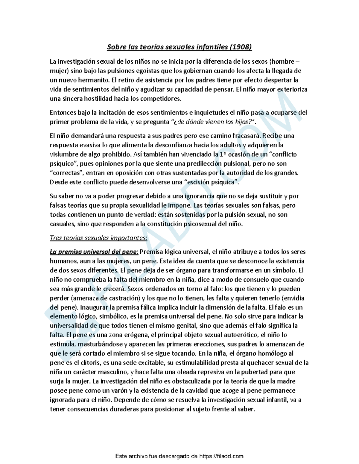 2 Sobre las teorias sexuales infantiles Sobre las teorías sexuales
