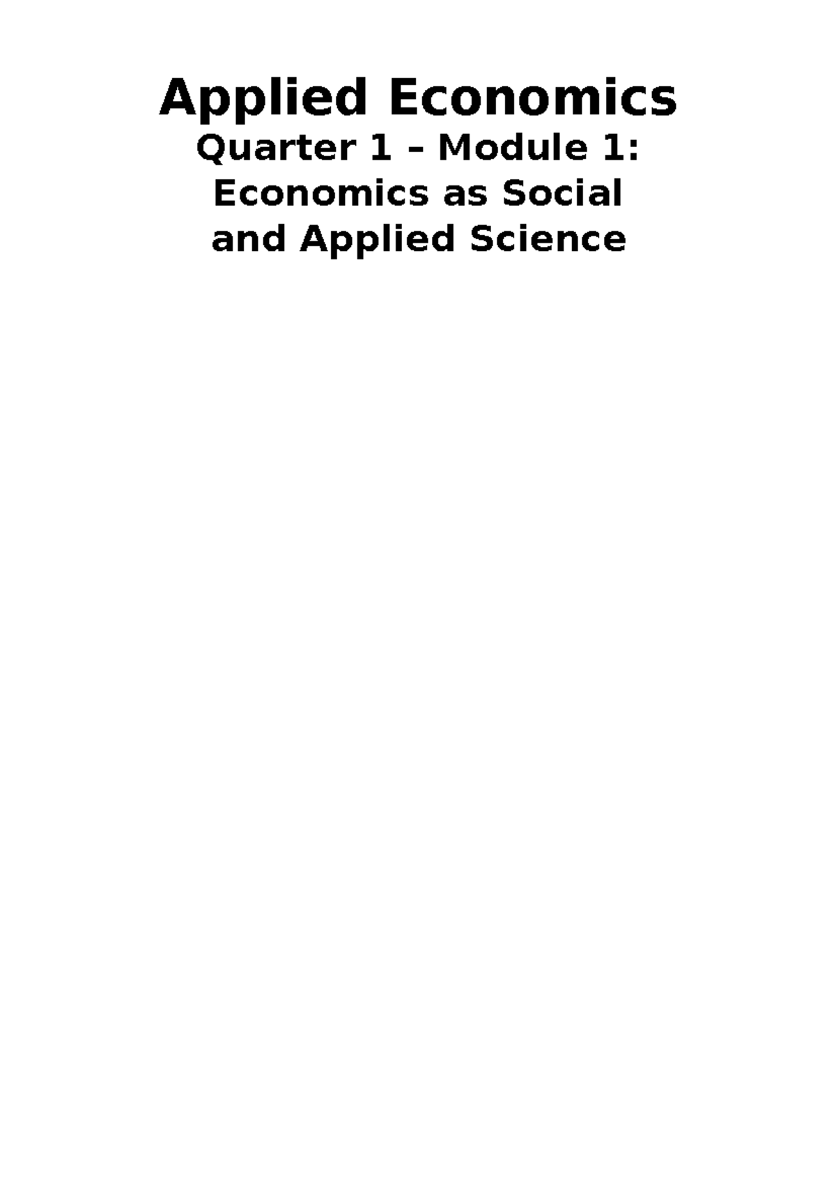 Applied Economics Q3 Mod1 Economics As Social And Applied Science ...