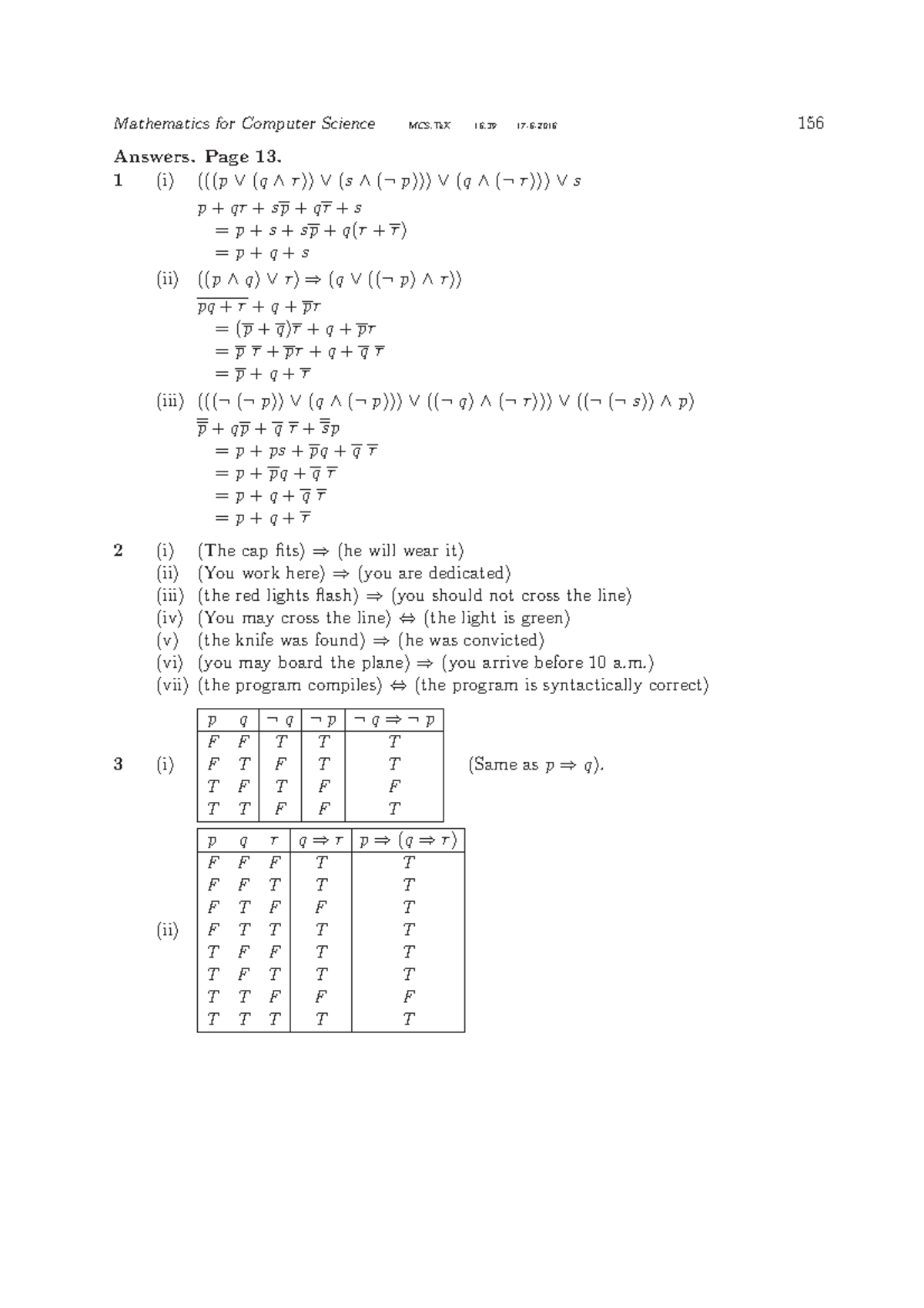 55 4792 Solutions Page013 Shu Mathematics For Computer Science Mcs Tex 16 39 17 16 156 Answers Page 13 Qr Sp Qr Sp Ii Pq Pr Pr Pr Pr Qr Iii Qp Sp Ps Pq Pq Studocu