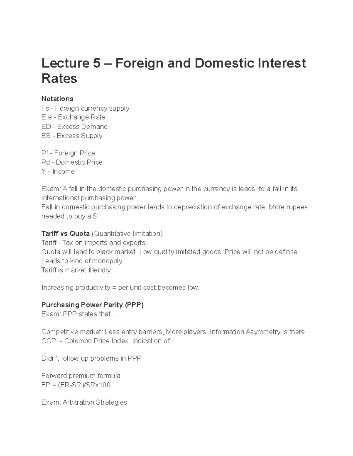 MBAB - Lecture 5 - lec notes - Lecture 5 – Foreign and Domestic ...
