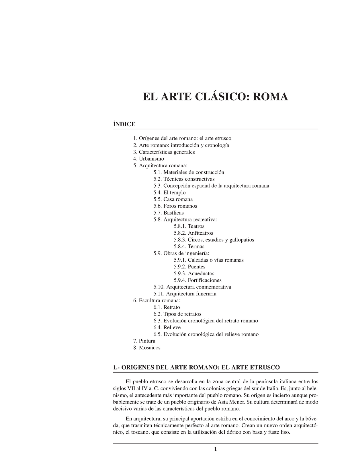 Arte Romano Apuntes El Arte ClÁsico Roma Índice Orígenes Del Arte Romano El Arte Etrusco 6003