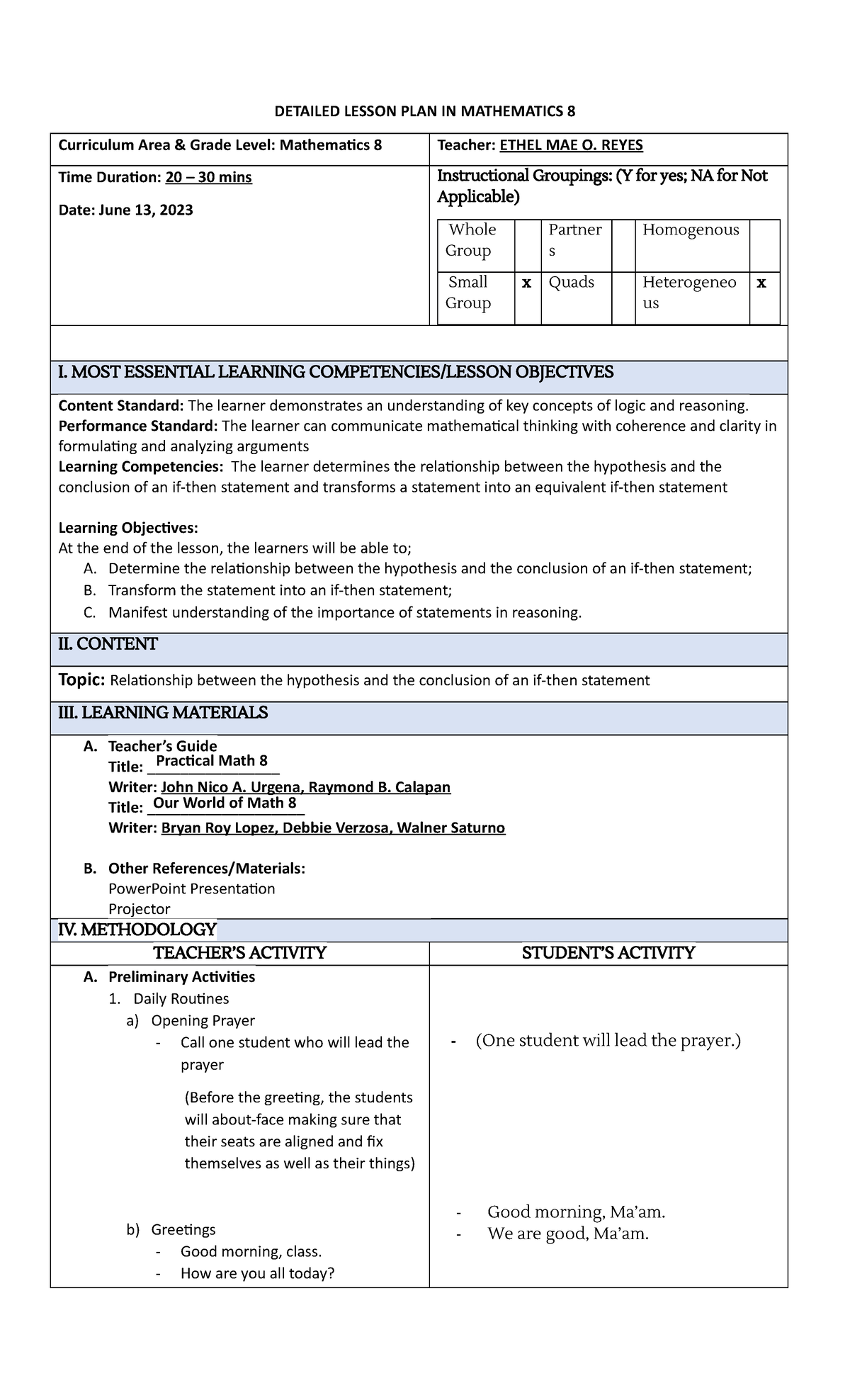 DLP - HELLO THIS IS EXAMPLE OF OUR WORKS - DETAILED LESSON PLAN IN ...