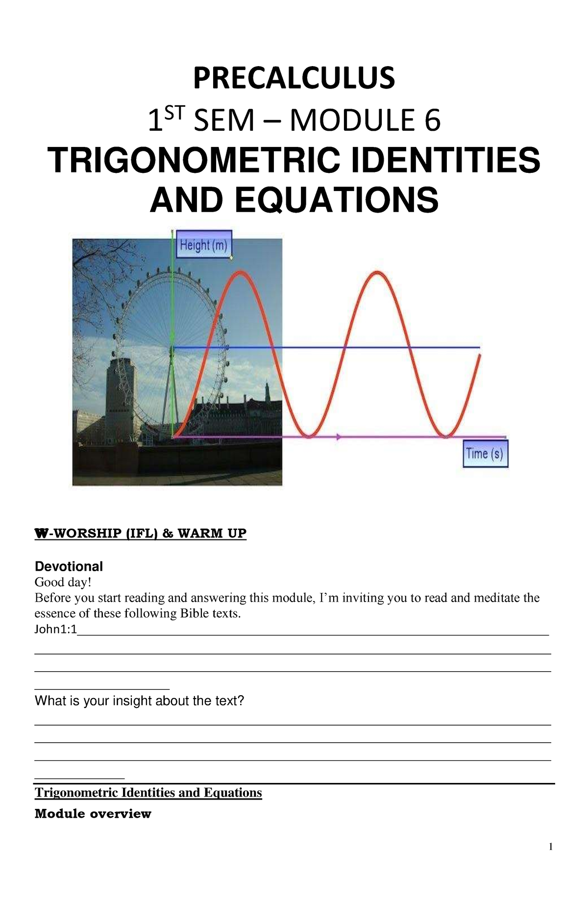 Pre Calculus Module 6 Trigonometric Identities And Equations ...