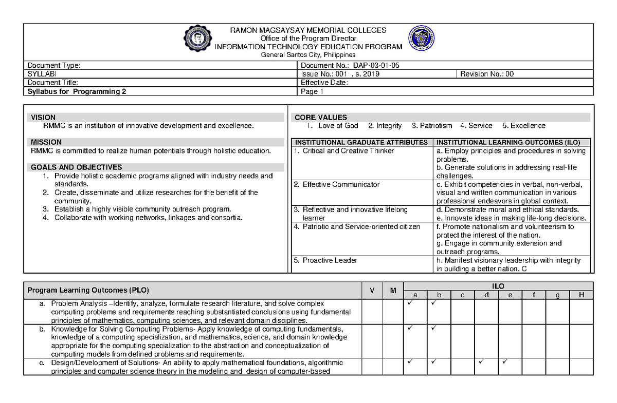 Programming 2 - Office of the Program Director INFORMATION TECHNOLOGY ...