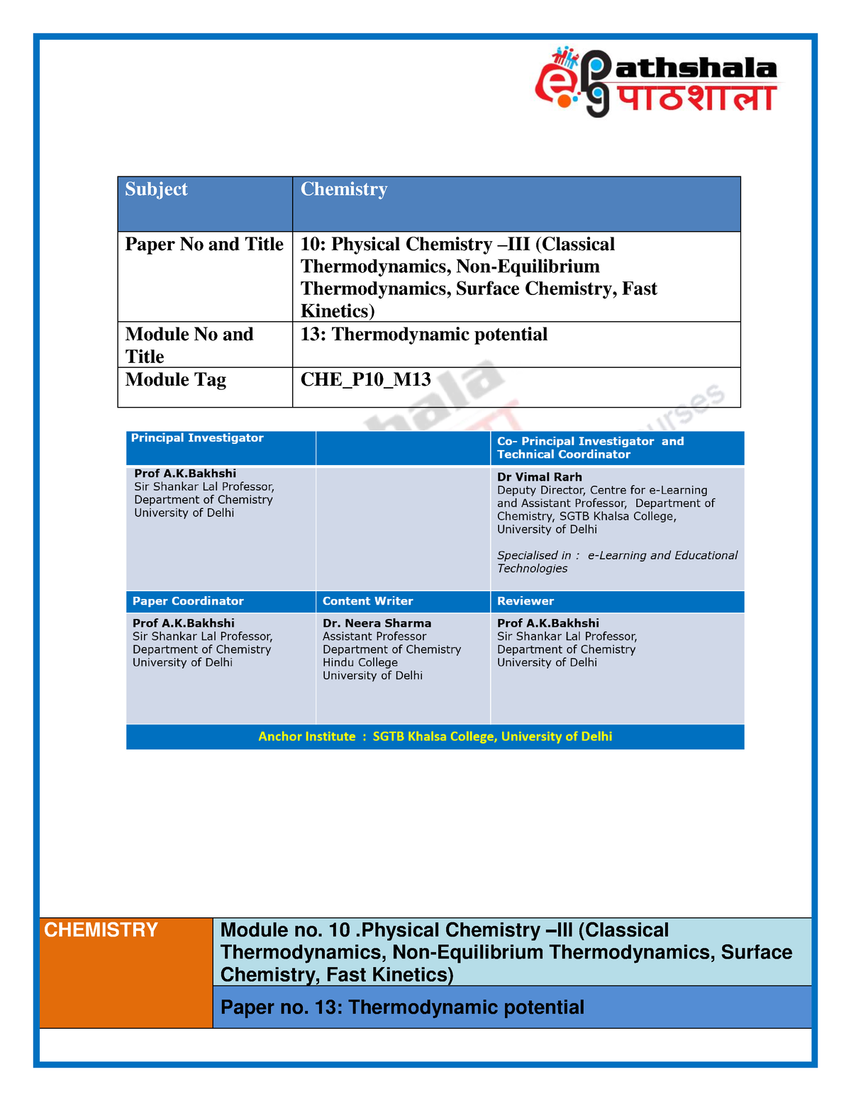 1515661585 CHE P10 M13 Etext - CHEMISTRY Module No. 10 .Physical ...