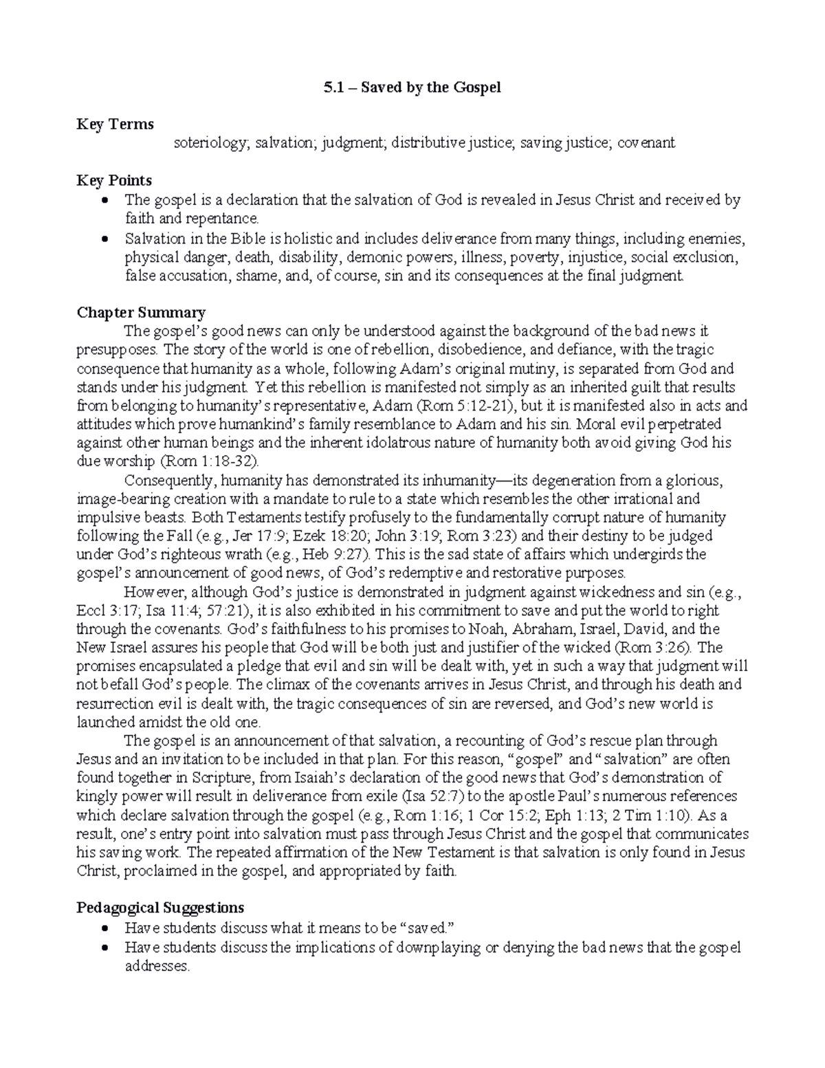 Salvation - An introduction to the study of theology notes for students ...