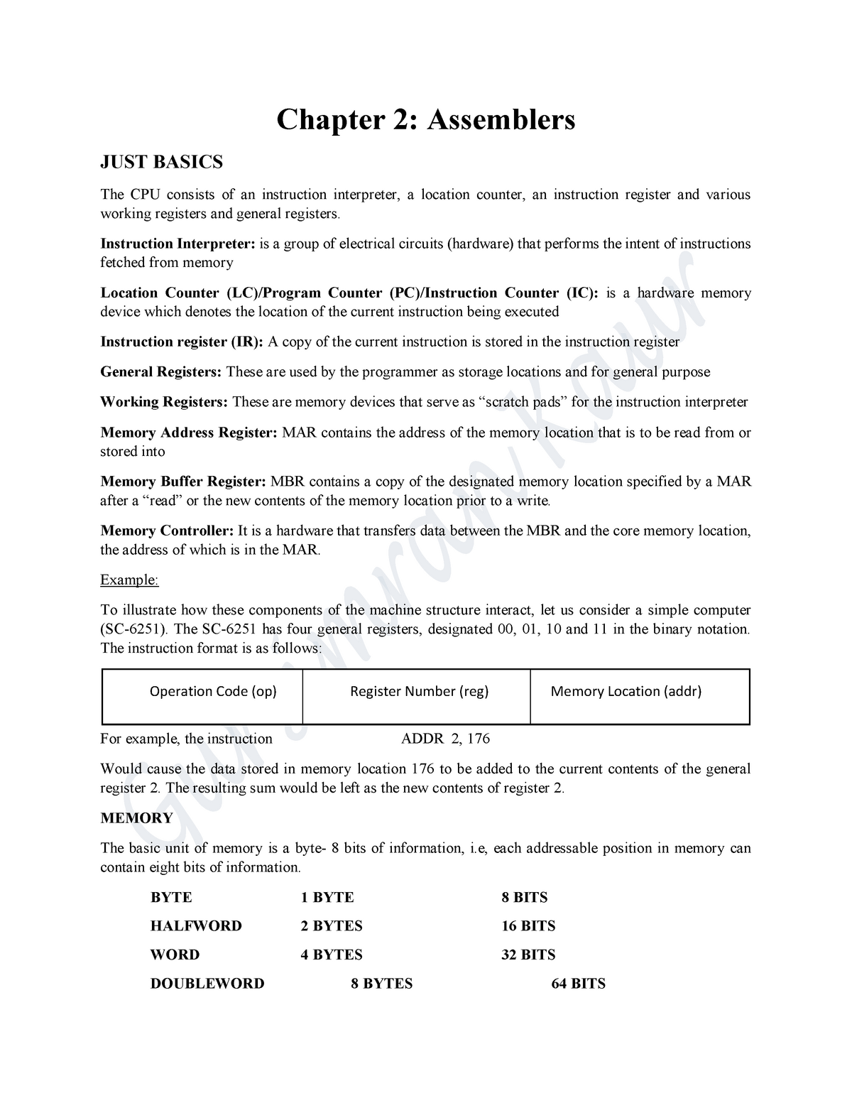 2 Assemblers Chapter 2 Assemblers JUST BASICS The CPU consists