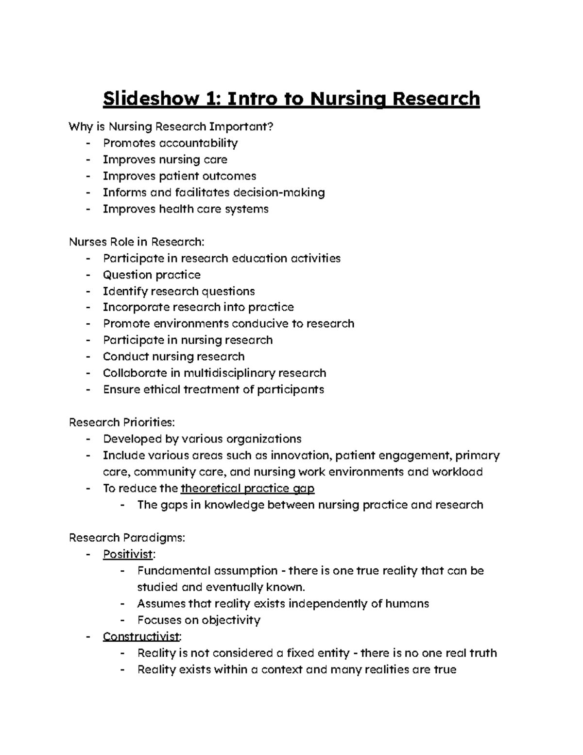 Nursing Research Full Course Notes - Slideshow 1: Intro to Nursing ...