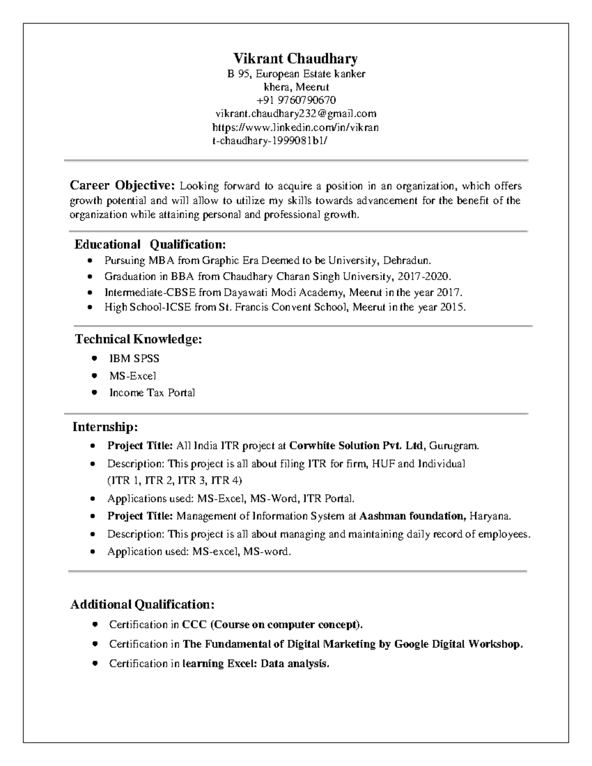 Vikrant Chaudhary CV zjknjnd Vikrant Chaudhary B 95, European