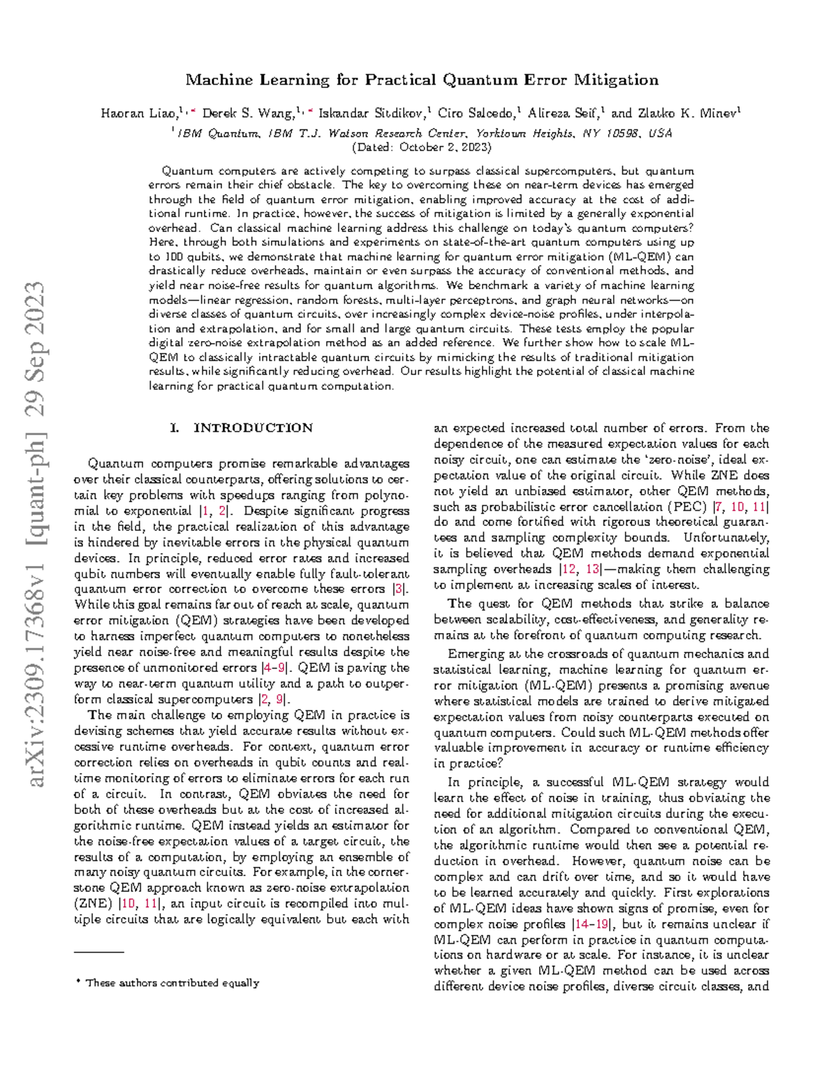 Machine Learning for Practical Quantum Error Mitigation - Wang,1, ∗ ...