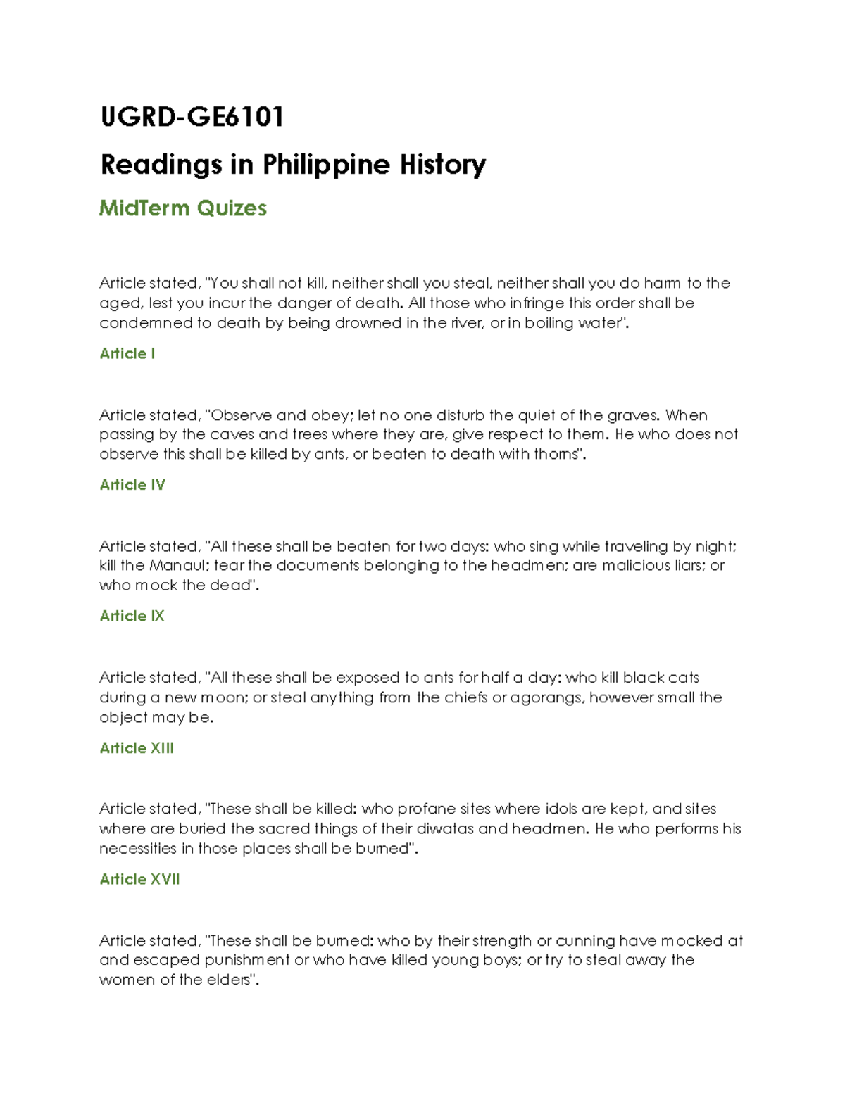 Philippine History Midterms - UGRD-GE Readings In Philippine History ...