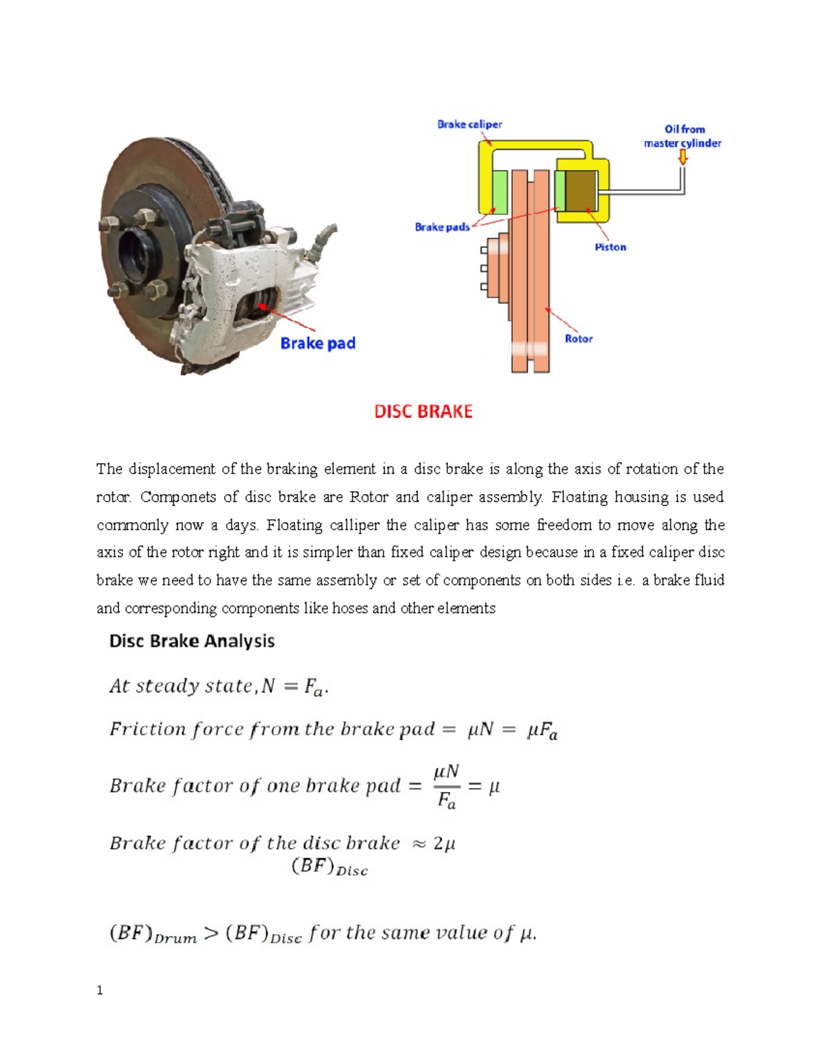 Brake 2 fundamentals of Automobile Engineering - The displacement of ...