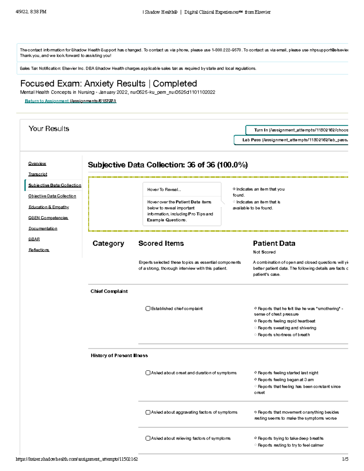 Digital Clinical Experience Shadow Health - tokn3oq