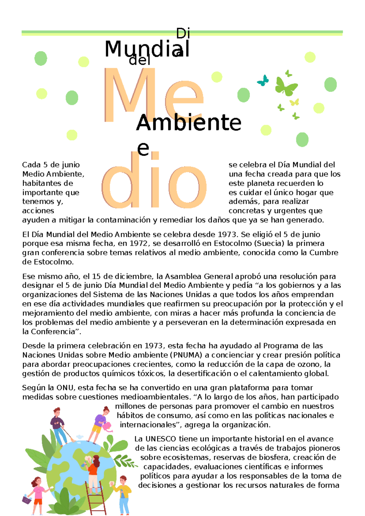 Dia del Medio Ambiente - Cada 5 de junio se celebra el Día Mundial del ...