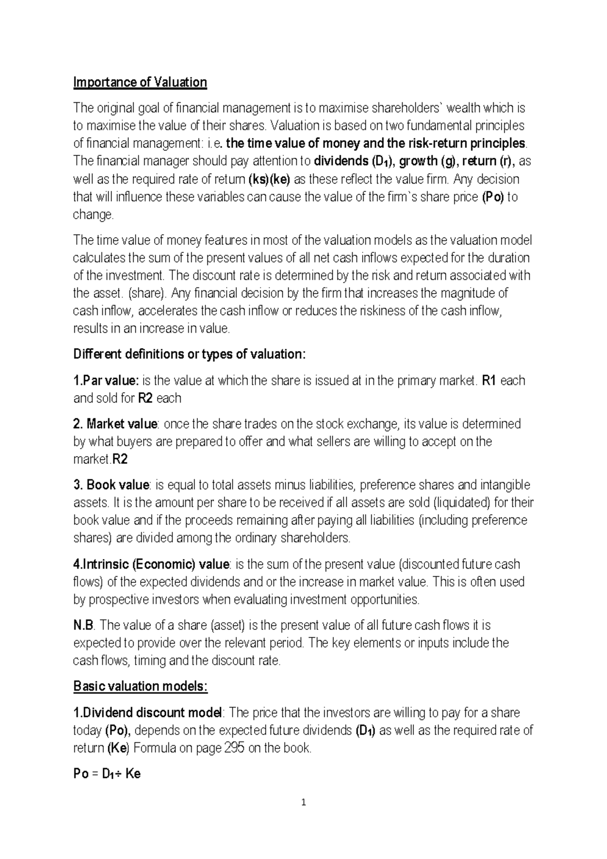 2024 Share Valuation Notes - Importance of Valuation The original goal ...