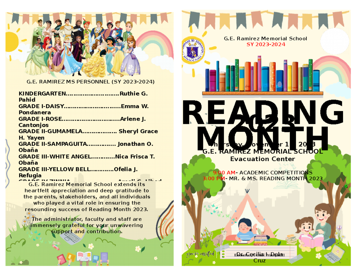 Reading- Month- Program - \ Dr. Cecilia I. Dela Cruz G. RAMIREZ MS ...