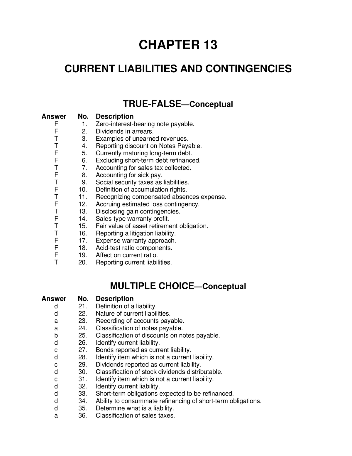 chapter 13 current liabilities and contingencies test bank