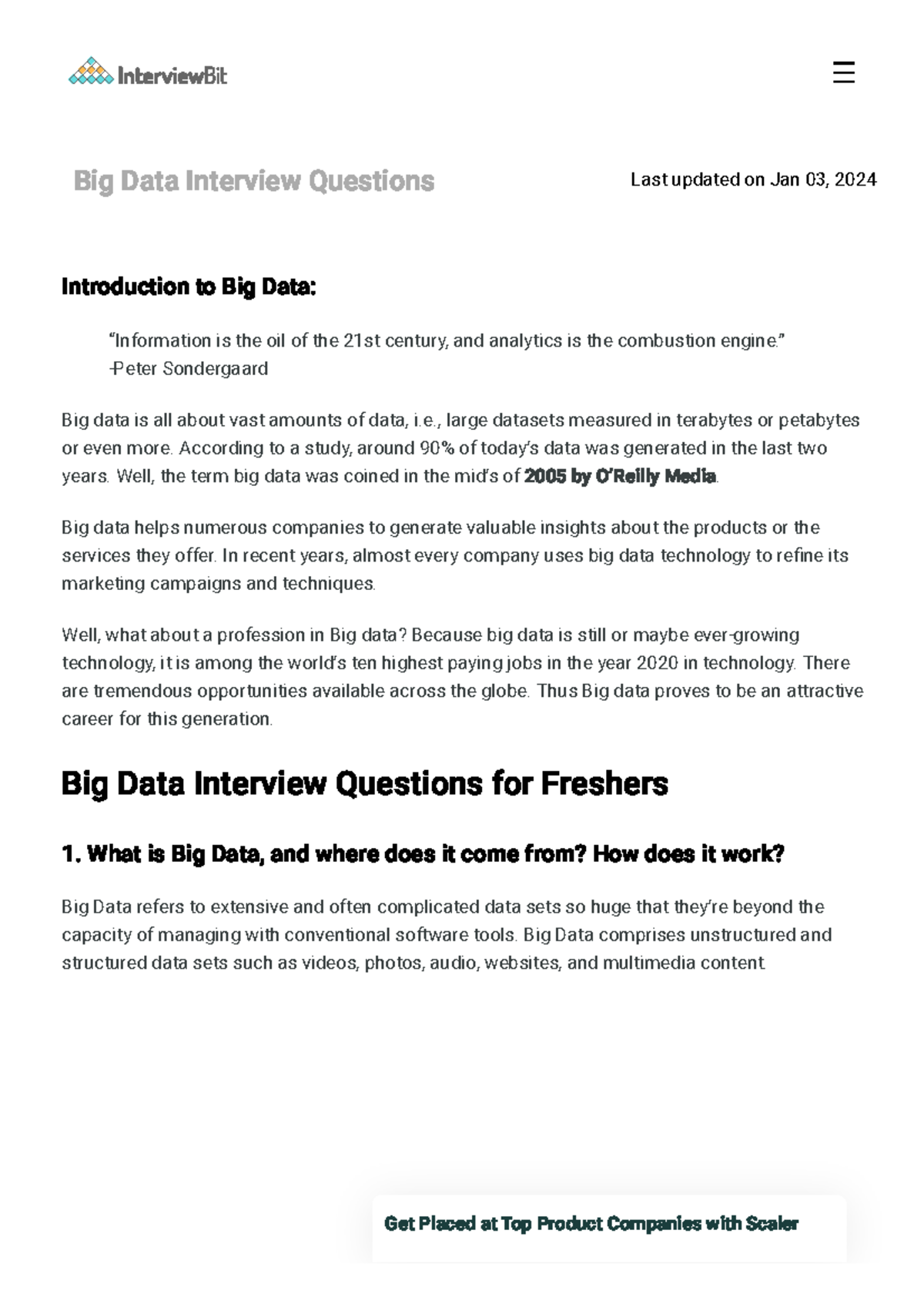 Bda viva question - yym, - Big Data Interview Questions Last updated on ...