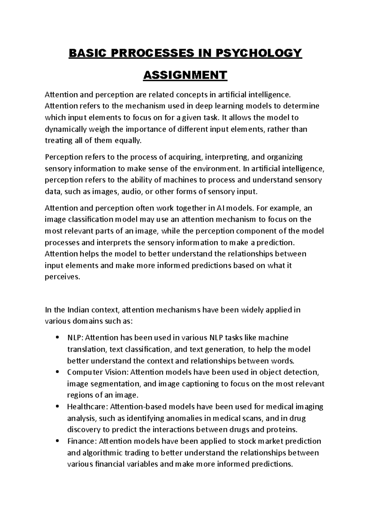 BPIP assignment - important - BASIC PRROCESSES IN PSYCHOLOGY ASSIGNMENT ...