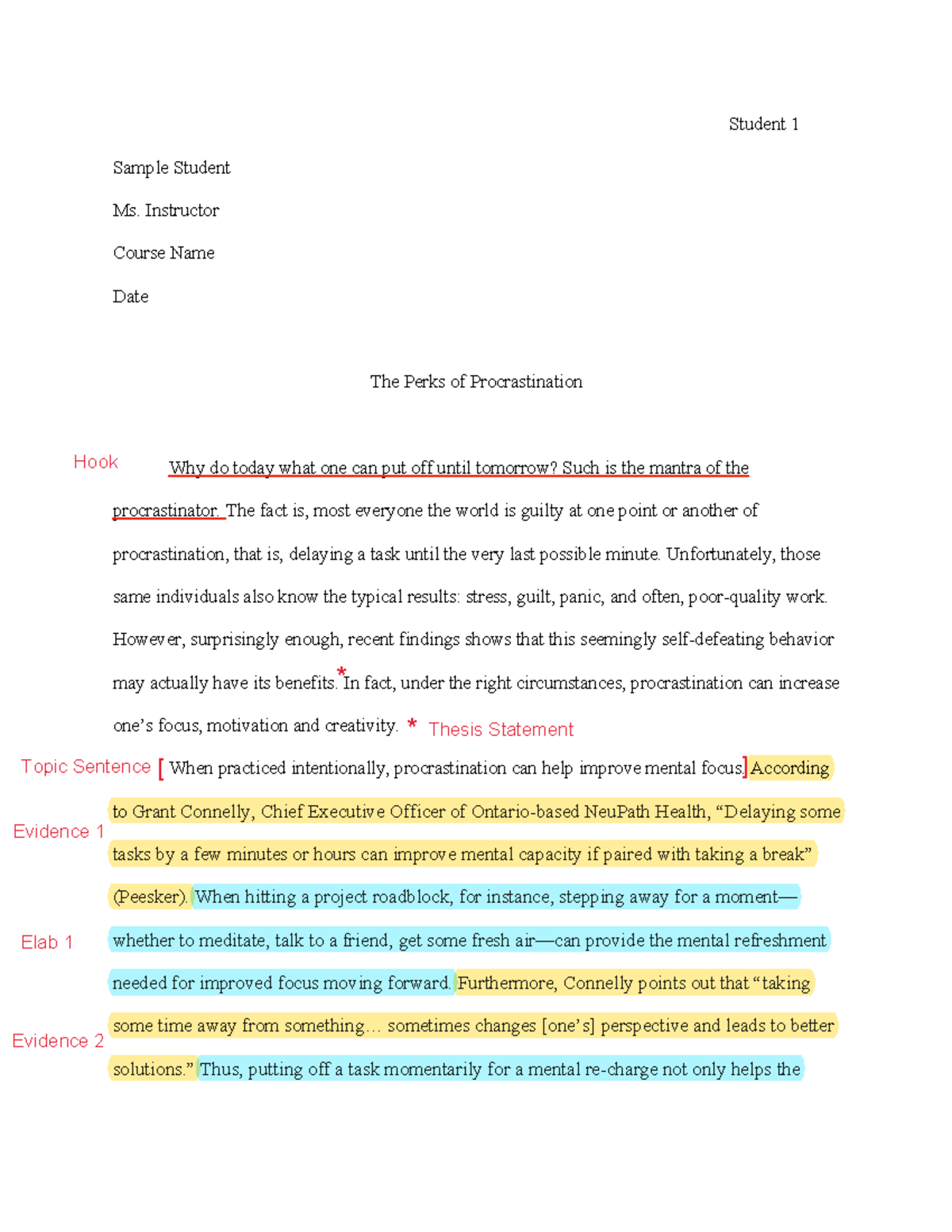 informative essay answer key