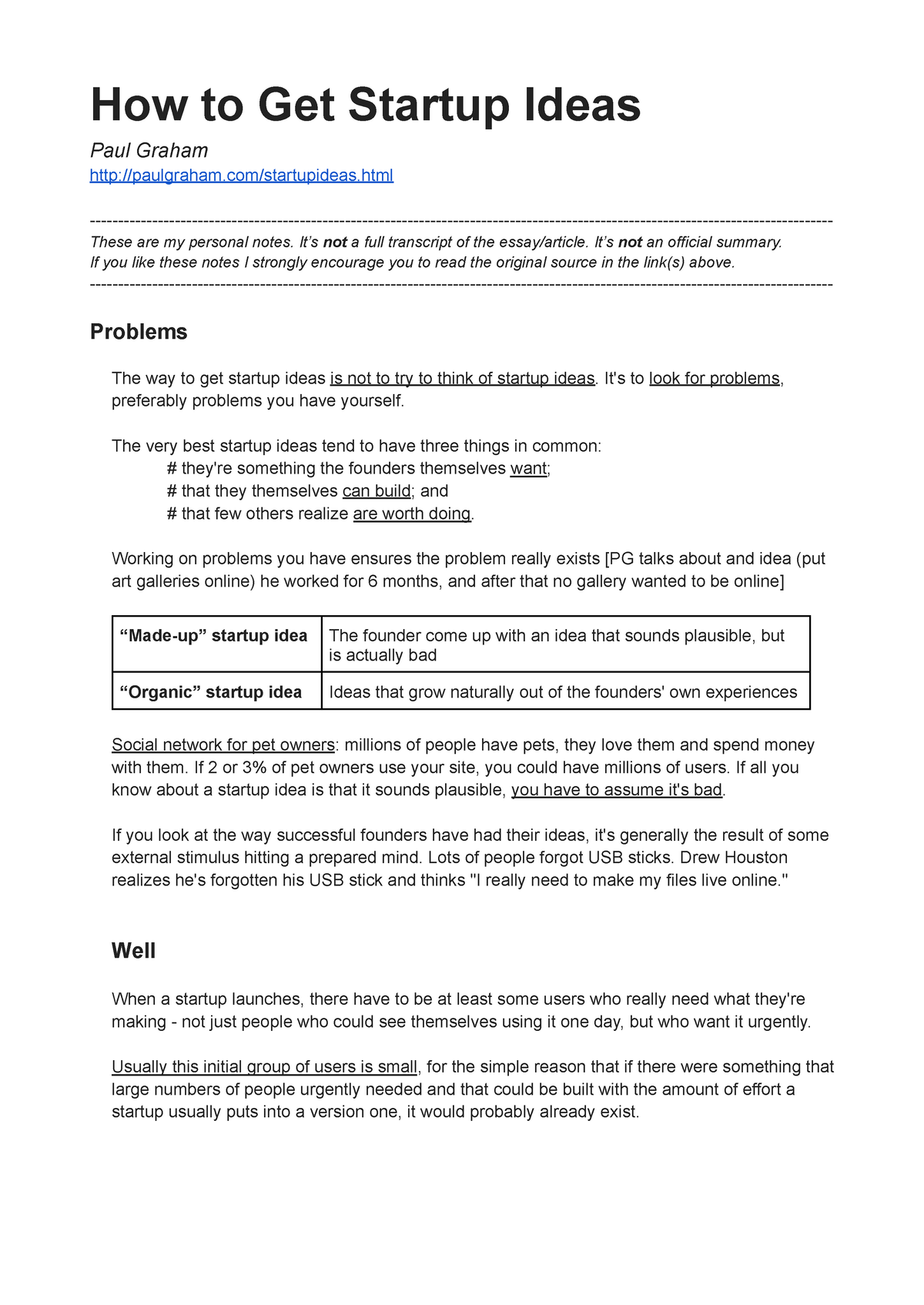 paul graham essay how to get startup ideas