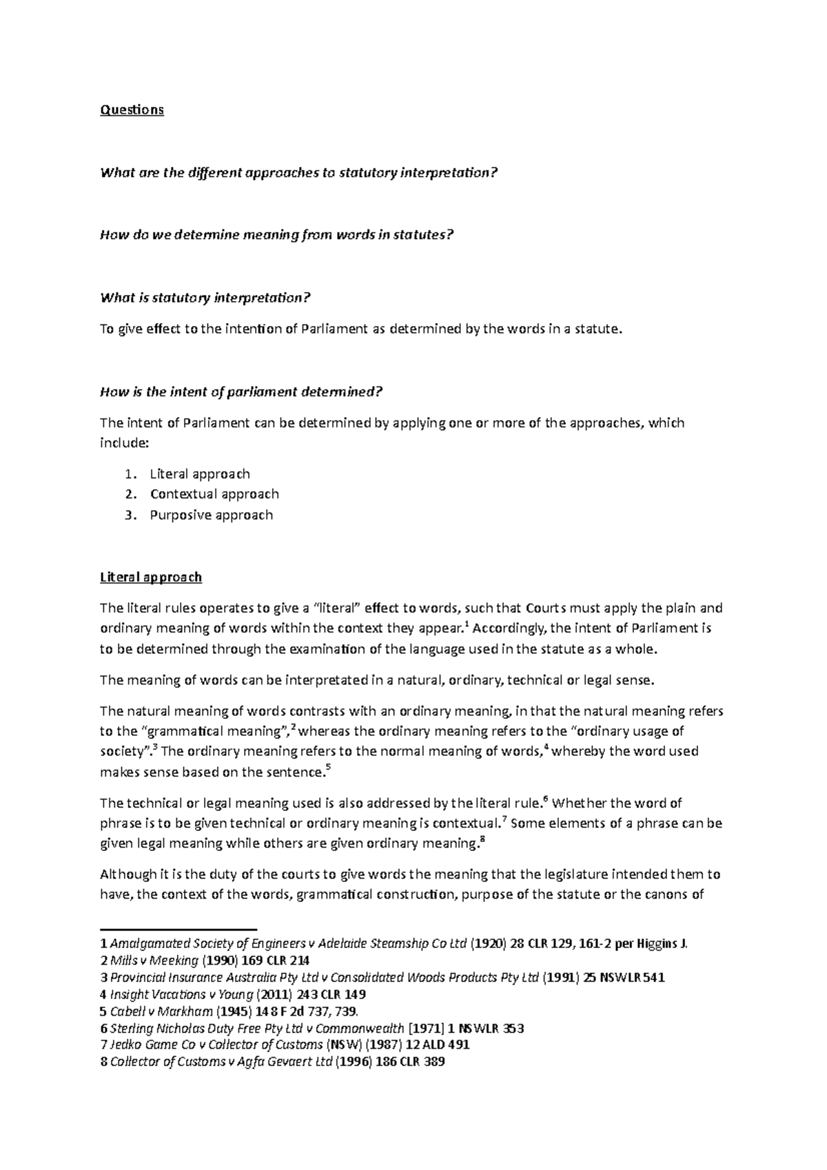 Regulation study notes Questions What are the different approaches to