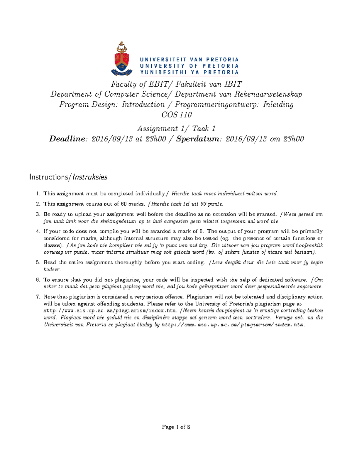 Ass1 Spec Assignment 1 Faculty Of Ebit Fakulteit Van Ibit