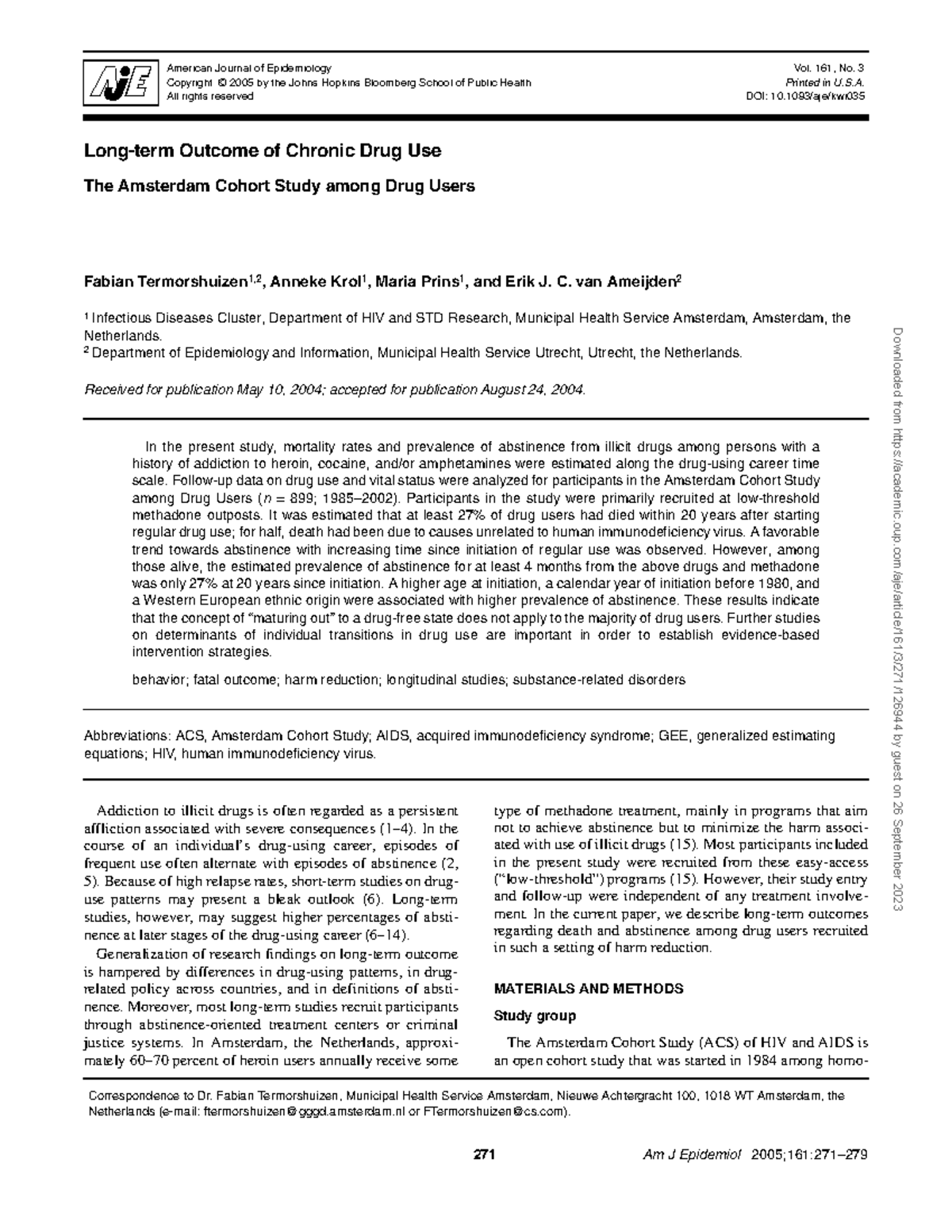 Peer review 1 American Journal of Epidemiology Copyright © 2005 by