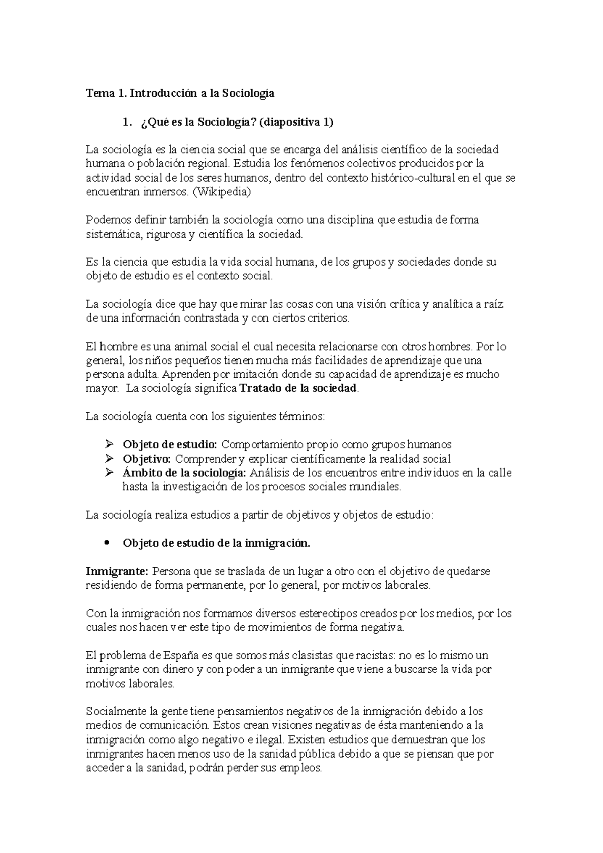 Tema 1 - Tema 1. Introducción a la Sociología ¿Qué es la Sociología ...