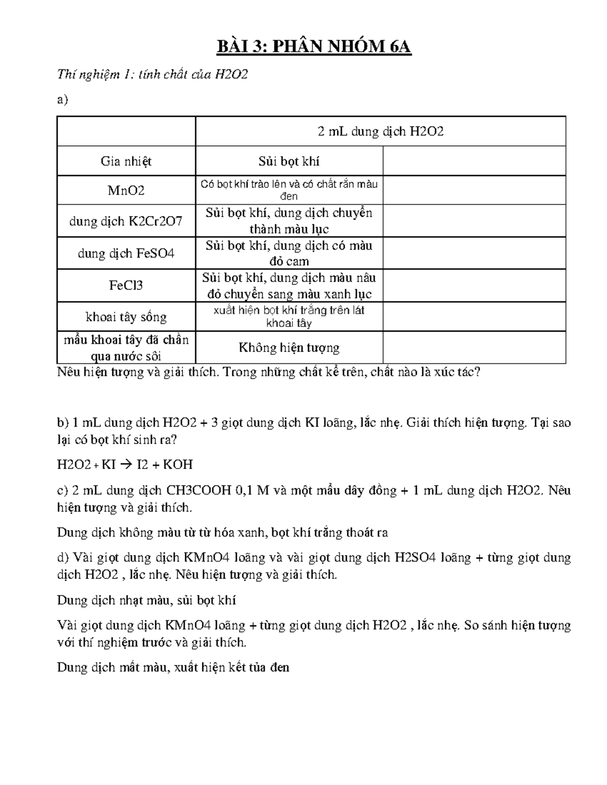 KMnO4 H2SO4 H2O2 giải thích hiện tượng và ứng dụng thực tiễn