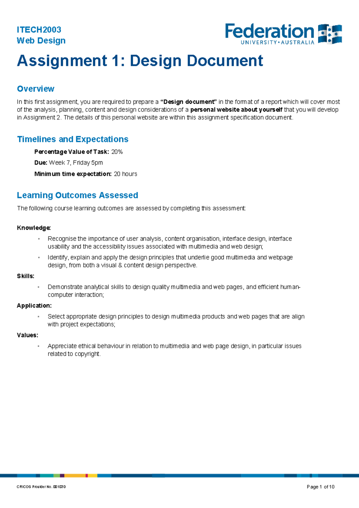 ITECH2003-A1-Design Document - Web Design Assignment 1: Design Document ...